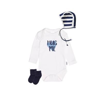 Erstausstattungspaket LILIPUT "Hug me", Mädchen, Gr. 50/56, weiß (weiß, blau), 100% Baumwolle, KOB Set-Artikel Erstausstattungspaket, in maritinem Design