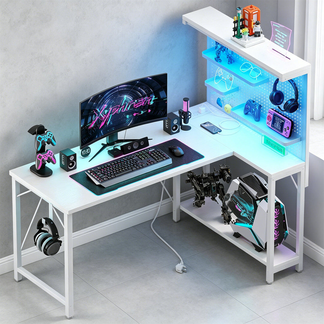 Rebrilliant L-Shaped MDF Computer Desk White 75cm H X 120cm W X 80cm D