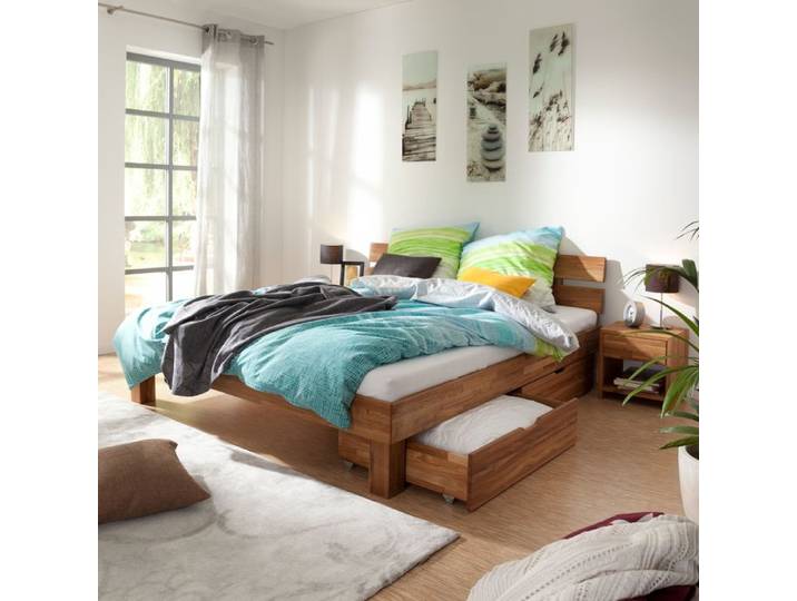 Bettschubkasten Jenny 2er Set Wildeiche Holz Bettschubkasten