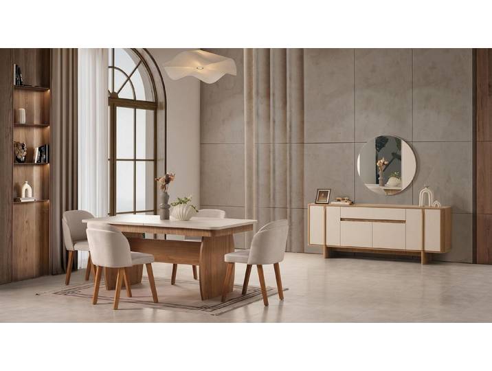 Xlmoebel Sideboard Moderne braune Konsole mit Tisch und Spiegel für das Wohnzimmer (Konsole mit Tisch und Spiegel, 3 St., Tisch, Konsole, Spiegel), Made in Europa
