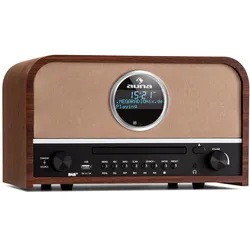 auna Columbia DAB Radio 60 W CD-Player DAB+/UKW-Tuner USB-Aufnahme Bluetooth Braun