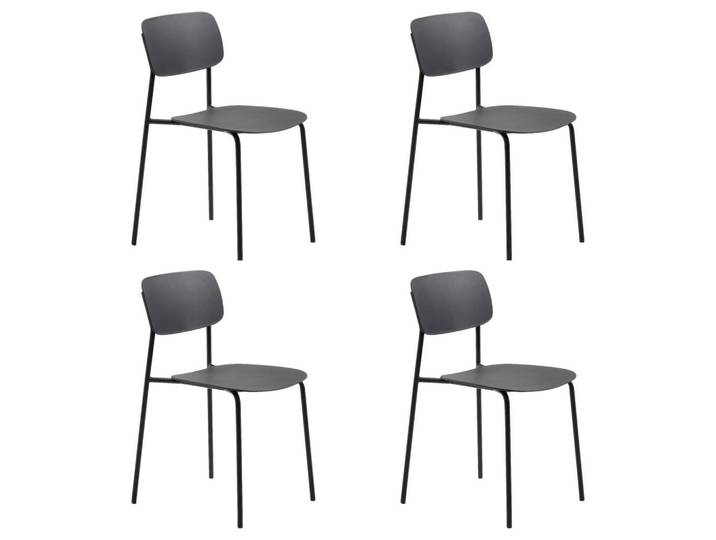 Livetastic Stuhl-Set Kirkland, Schwarz, Kunststoff, Rundrohr, 43.5x79x61 cm, stapelbar, abwischbar, Esszimmer, Stühle, Esszimmerstühle, Vierfußstühle