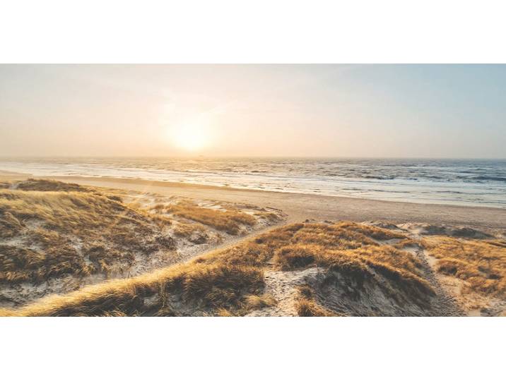 Leinwandbild BÖNNINGHOFF Wandbild STRAND SONNENUNTERGANG 50x100 cm – Leinwandbild Keilrahmen , beige (farbe bild(er): beige, blau, gelb), B:100cm H:50cm T:2cm, Canvas, MDF, Bilder, Leinwandbild, auf Keilrahmen gespannt