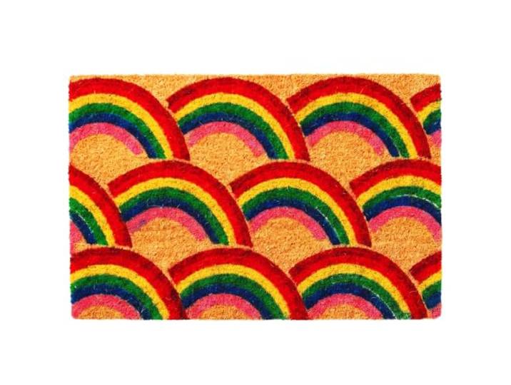 Relaxdays Tapis paillasson coco 60x40 cm\, arc-en-ciel\, multicolore antidérapant\, résistant\, intérieur/extérieur