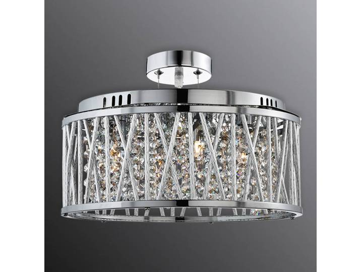 Hanglamp kristal Elise, dimbaar, chroom / zilver, Woon-/ Eetkamer, Aluminium, hanglamp