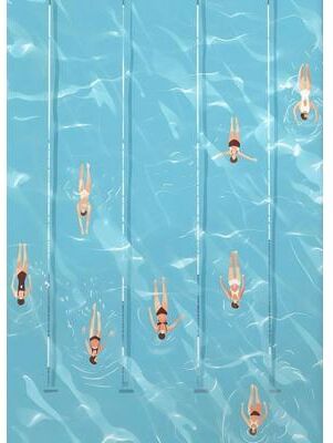 Uplifted Finds Summer Pool Party Canvas Wall Art   Nordic Beach & Ocean Aesthetic Home Decor c 20 X 30 Cm Frame