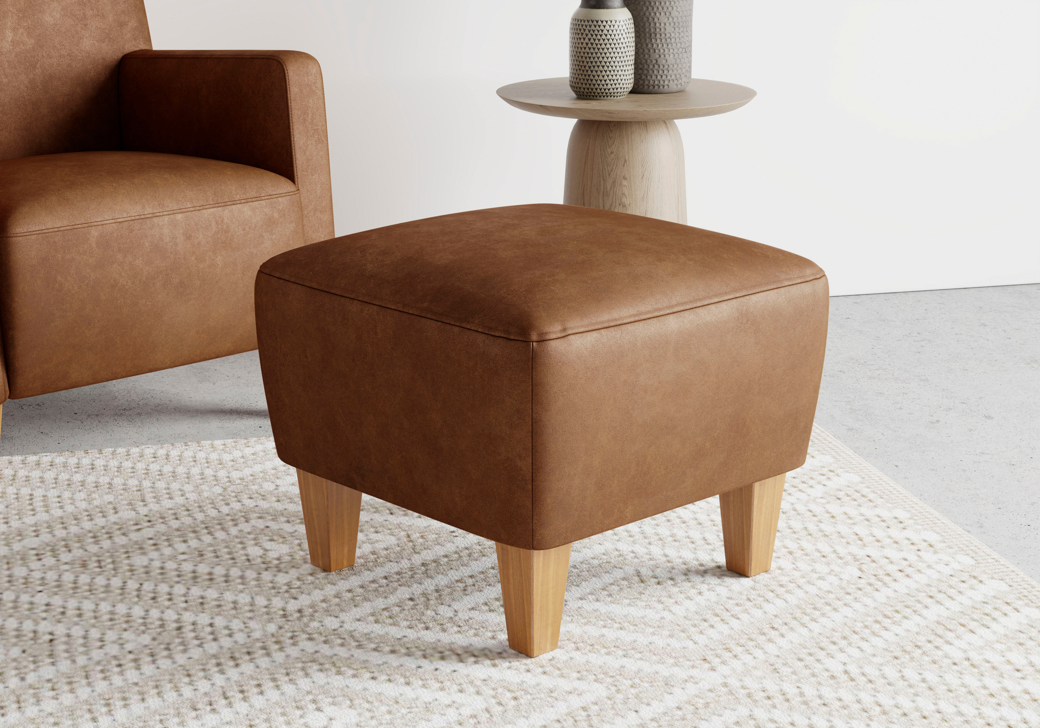 Polsterhocker SIT & MORE "Bosse", braun (cognac), B:56cm H:46cm, Hocker, Polsterhocker cognac B/H/T: 56cm x 46cm, Luxus-Microfaser