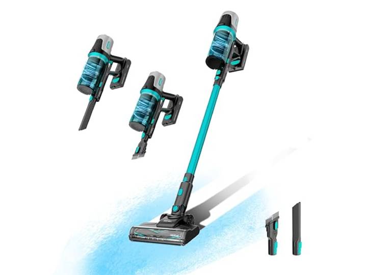 Cecotec Aspirateurs balais à Batterie Conga Rockstar 1500 Horizon Genesis XL. Aspirateur Vertical sans Fil de 215W\, 45 Minutes d'autonomie et Brosse Mixte\, Noir/Bleu