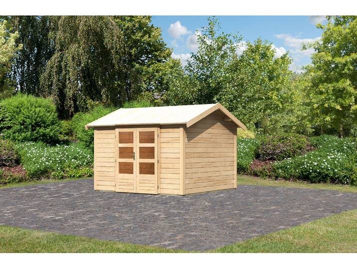 Gartenhaus KARIBU Traufberg 7 , beige (naturbelassen), Holzwerkstoff, Gartenhäuser, Gartenhaus, naturbelassen