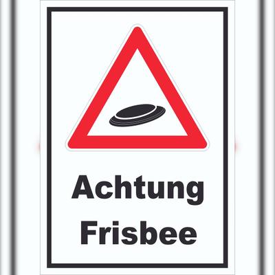 HB-Druck Achtung Frisbee Schild A6 Rückseite selbstklebend