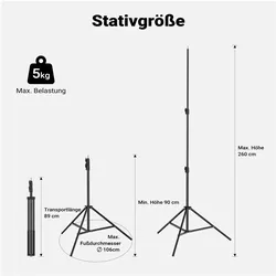 Multiblitz Set 2x Fotolicht LED 60W 2x Lampenstativ 2x Octagon Softbox Ø40cm (Videoleuchte), Dauerlicht, Schwarz, Silber