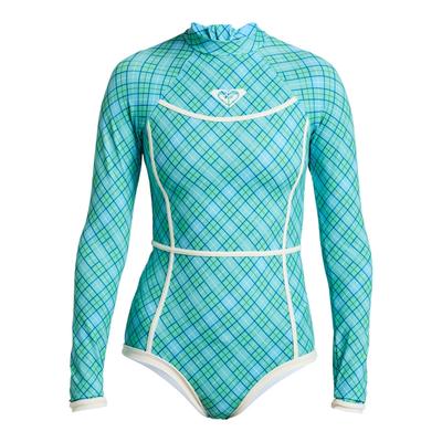 Badeanzug ROXY "Go Girl Surf", Damen, Gr. XL, blau (katydid as if plaid), Polyester, Badeanzüge Badeanzug