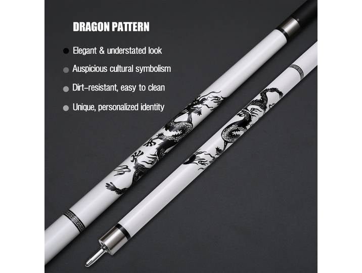 Bâton de piscine en fibre de verre blanc avec œuvre d'art Dragon et poignée de peinture automobile de qualité supérieure
