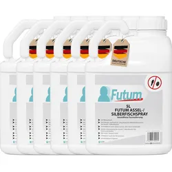 FUTUM 6x5L Silberfischspray / Asselspray bekämpft Insekten, Eier, Larven, Insektenspray ohne Biozide auf Wasserbasis,  Sofortwirkung ohne Flecken
