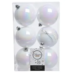 Christmas Decorations Weihnachtskugeln 8cm Kunststoff Christbaumkugeln Regenbogen irisierend weiß