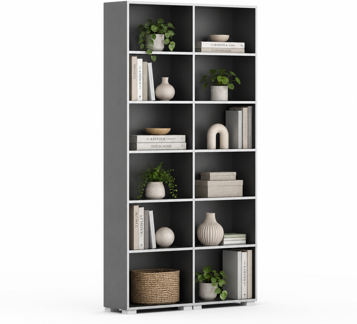 B2B Partner Bücherregal SILVER LINE, 2 Reihen, 2230 x 1200 x 400 mm, Graphit