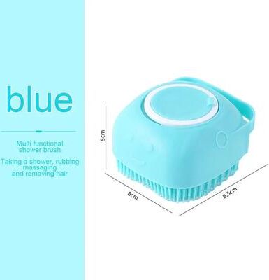 Inspire Essentials Soft Silicone Pet Bath Massage Brush For Dogs And Cats blue 1pc