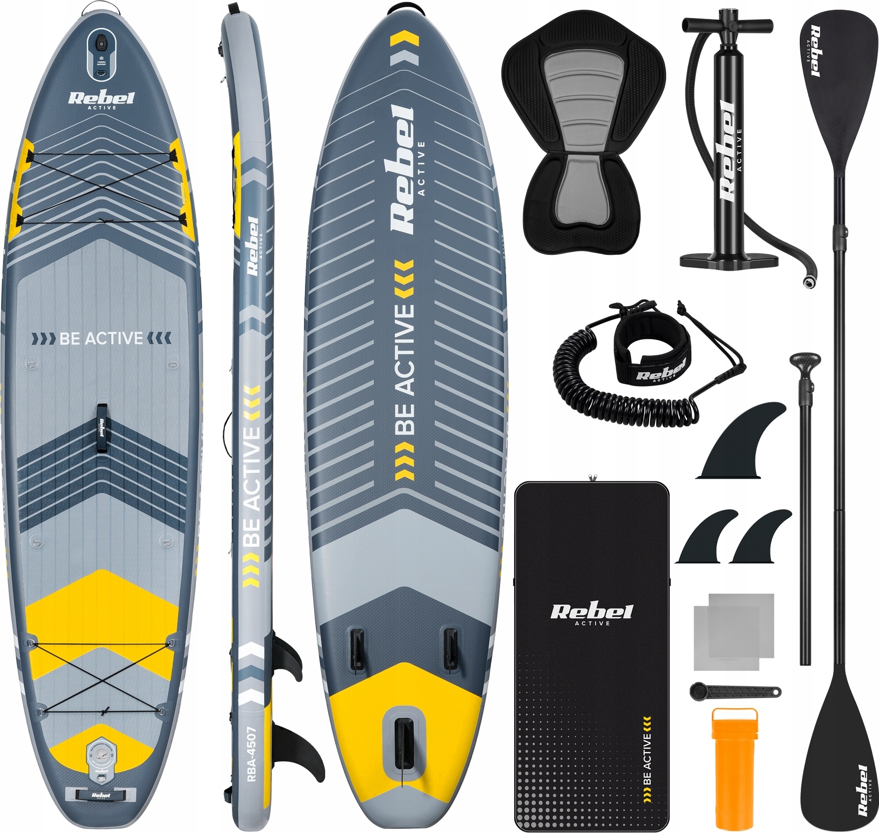SUP-Board 335 cm mit Sitz und Paddel Rebel Active RBA-4507 RBA-4507-G 10 kg