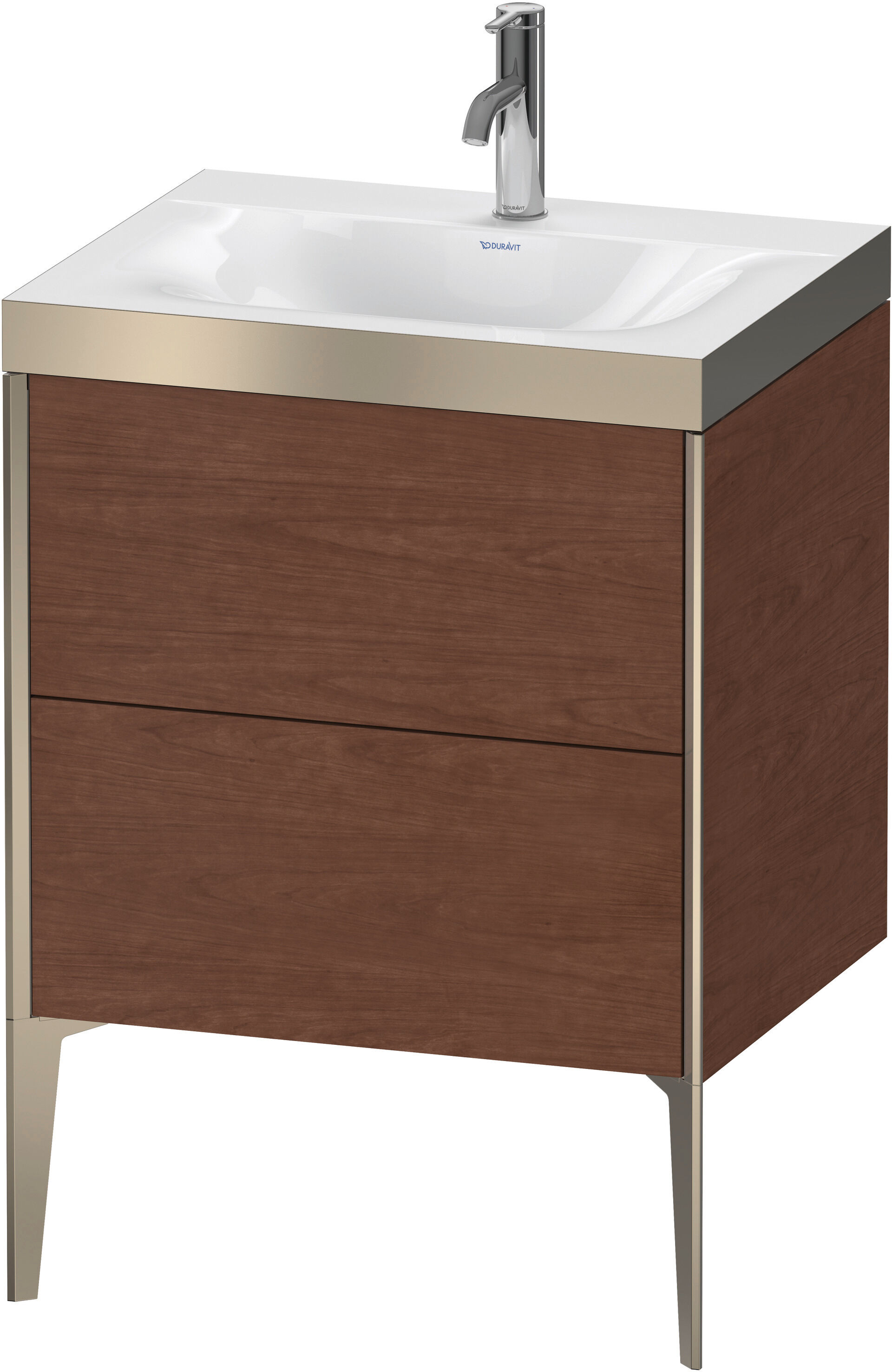 Duravit XViu Table de toilette XV4709OB113P 60x48cm, 2 2000 - out, Match2 trou de coulée, champagne mat, Cadres P, noyer d' Amérique