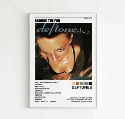 Inspired Finds Deftones Around The Fur Retro Album Canvas Poster For Music Room & Wall Decor 19.69x27.56in No Frame faded Polaroid