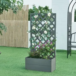 Pflanzkasten mit Spalier Amstelveen 135x65x30 cm Grau [en.casa]