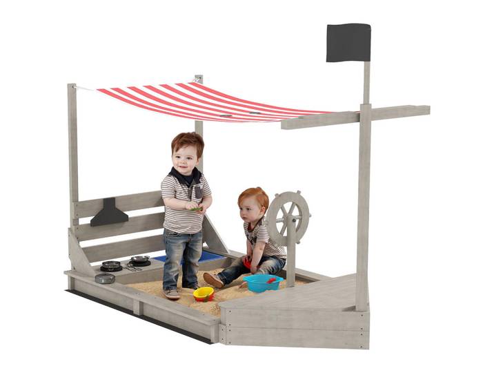 ComfortXL Sandkasten De-10467 Grau, 103x144.5x180 cm, Freizeit & Co, Gartenspielzeug, Sandkästen