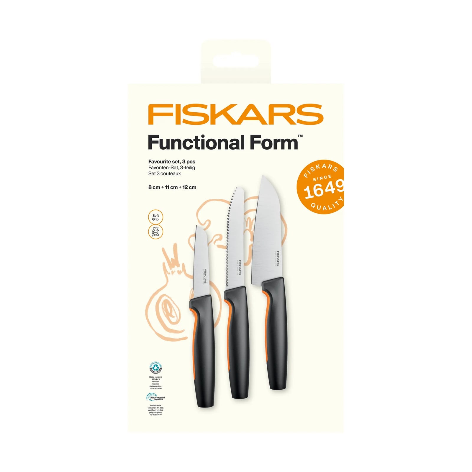 Fiskars Functional Form messenset van roestvrij staal, 3 delen