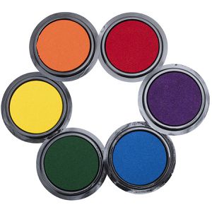 Betzold Stempelkissen Regenbogen, für Kreativprojekte, bunt, 7,5 x 7,5 cm, Kunststoffgehäuse, 6 Stück