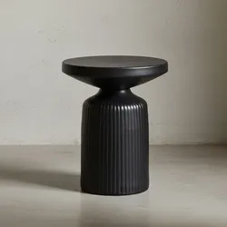 KADIMA DESIGN Eleganter Beistelltisch Schwarz, 40x40x50 cm, rund, Hammerschlag-Design