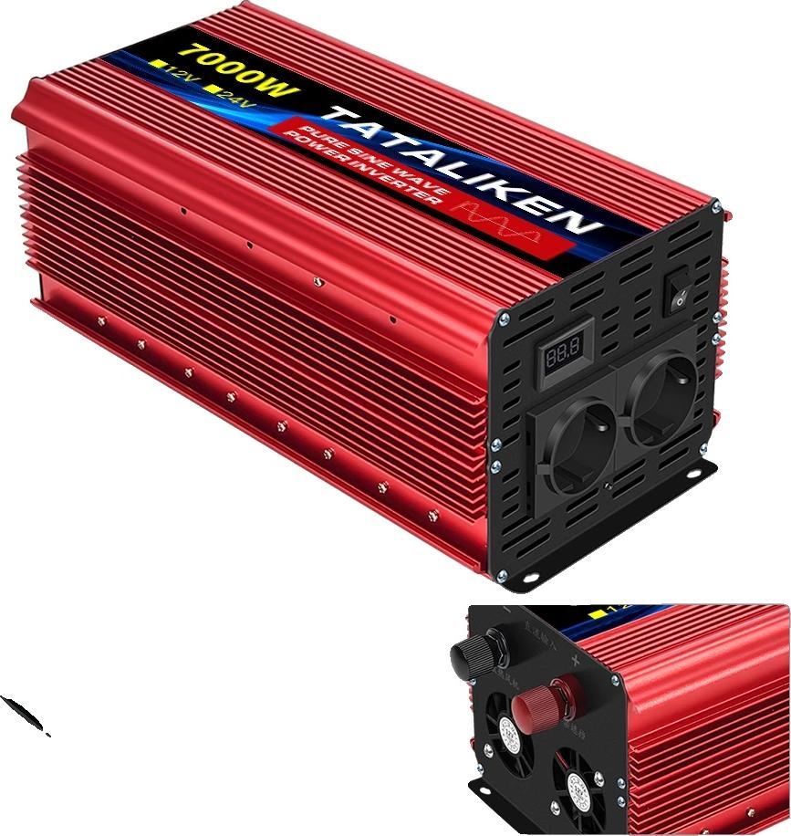 Reiner Sinuswellenwechselrichter, DC-zu-AC-Konverter, LED-Anzeige, 7000W, Europa, 24V, 220-240V