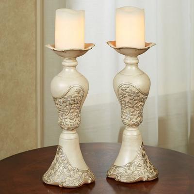 Touch of Class Floressa Candleholder Pair Platinum , Platinum