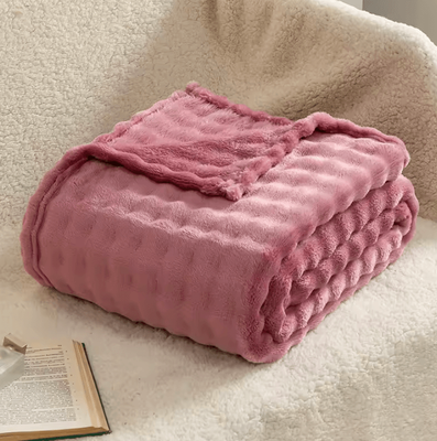 Inspire Curations Sage Green Fleece Bubble Throw Blanket paopao Purple 150x200cm