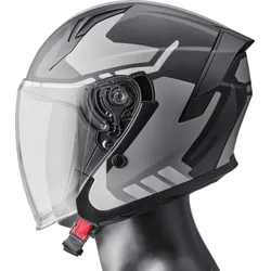 GMS-Moto Vectus Graphic, Jethelm - Schwarz/Grau/Weiß - S