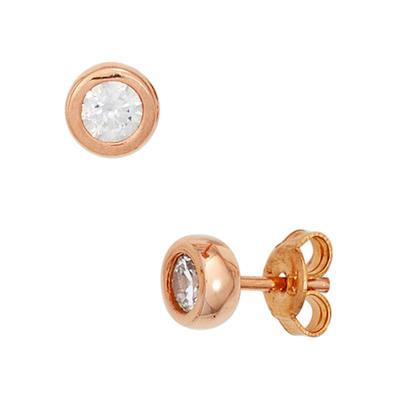 Paar Ohrstecker JOBO, rosa (roségoldfarben), Ohrringe, Damen, 6mm, Silber 925 (Sterlingsilber), rund 925 Silber roségold vergoldet mit Zirkonia