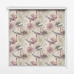INNENROLLO - Fensterrollo - Rollo - 60x40 cm - Weiße Flamingos