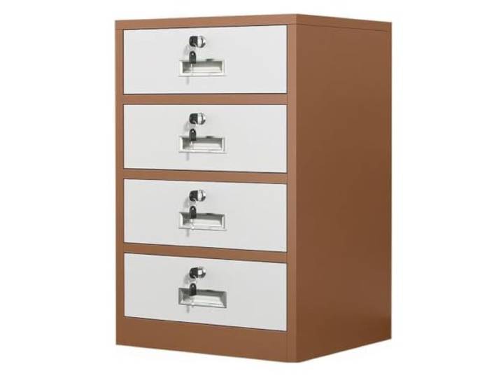 MYRTFK Abschließbarer Aufbewahrungsschrank, Metall, abschließbar, Organizer Verstellbare Einlegeböden und Schubladen – sicherer schwarzer Büroschrank für übersichtliche(Brown,4Drawer)