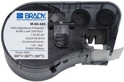 Brady M-60-483 Etiquetas poliéster superadherentes 25,4mm x 50,8mm