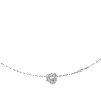 Kette mit Anhänger EMPORIO ARMANI, metallfarben, kristallweiß, Halsketten, Damen, Metall, L: 45, mit Zirkonia (synth.)