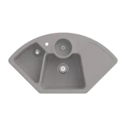 670802KD Solo Eck Fossil Keramikspüle Excenterbetätigung Eckspüle 90 cm Unterschrank