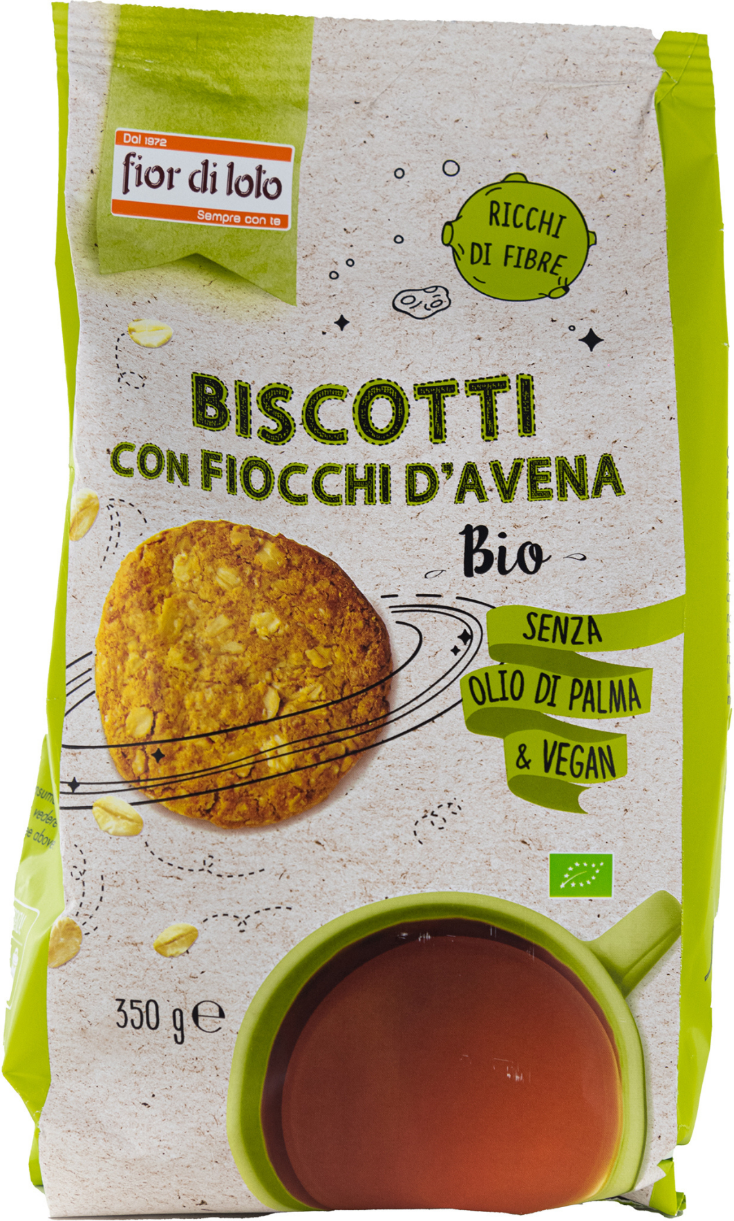 FIOR DI LOTO Biscotti Con Fiocchi D'Avena Bio 350 Grammi 