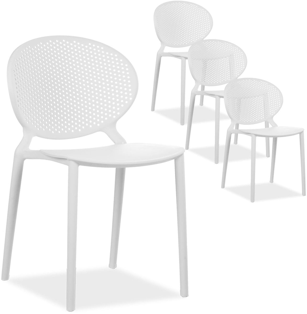 Homestyle4u Set van 4 Stapelbare Tuinstoelen - Wit