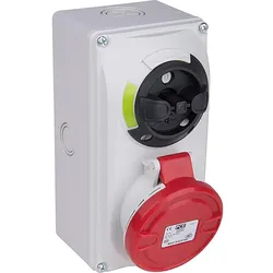 CEE-Wandsteckdose 16A, 400V Abschaltbar mit Verriegelung IP44, Schraubanschluss PCE