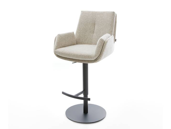 Barstuhl Clea-Flex Webstoff Soft Beige Drehfuß höhenverstellbar Metall Schwarz, Barstühle