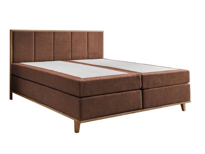 Main Möbel Boxspringbett Boxspringbett inkl.Topper 'Niklas' 180x200cm Eiche Stoff braun