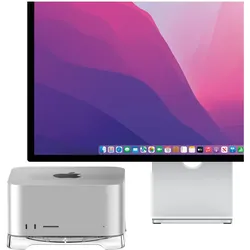Spigen - Mac Studio Stand LD202 (AMP04796) – Integrierter PVC-Filter, rutschfeste Oberfläche – Kristallklar, Notebook Ständer, Transparent