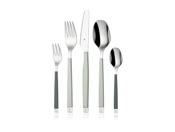 WMF Emotion, 30-teiliges Besteck-Set, für 6 Personen, Cromargan® hochwertiger Edelstahl, farbige Griffe, Wellenschliff-Messer, Frosty Green, 1115916700