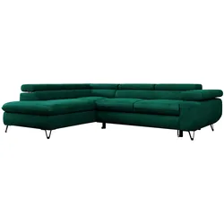 ECKSOFA PEDRO L Dunkelgrün Velvet - Links Seite