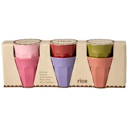 RICE Melaminbecher 6er-Set Small – Solid Colors, je 160 ml