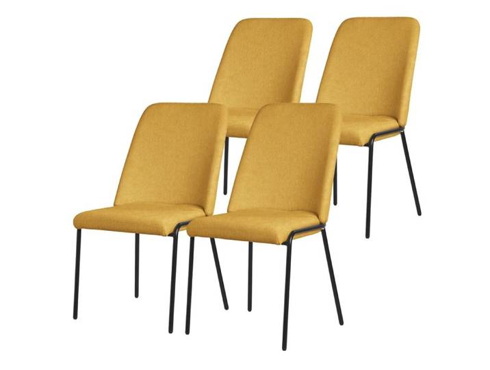Lot de 4 chaises de salle à manger ML-Design moutarde en polyester pieds métalliques ergonomique