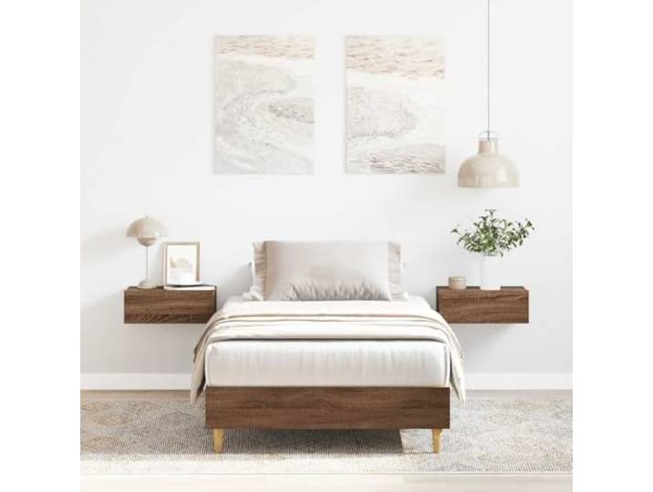 YUTAASU Bettgestell Ohne Matratze Braun Eichen-Optik 75x190 cm Holzwerkstoff, Stabil, Lattenrost Inklusive, Für Schlafzimmer